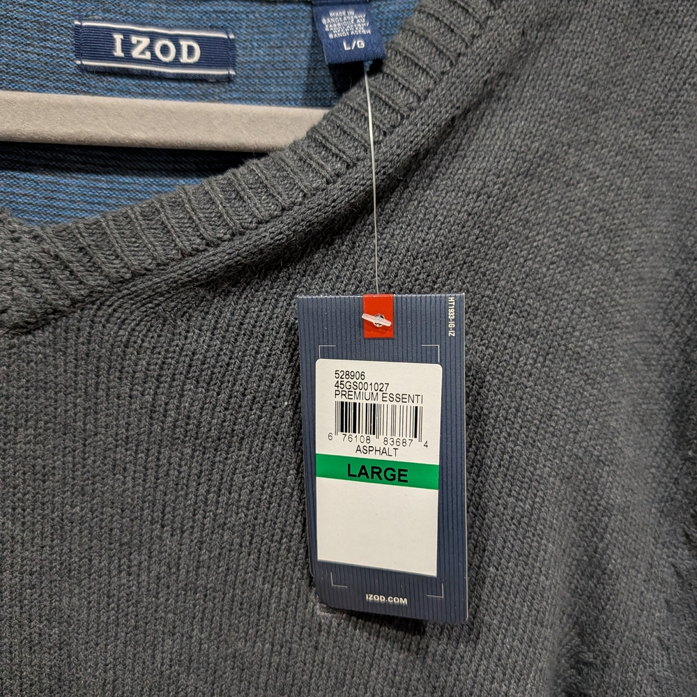 IZOD Men's Gray V-Neck Sweater - Picture 3 of 8